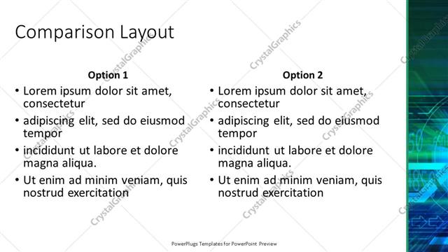 Comparison presentation slide layout