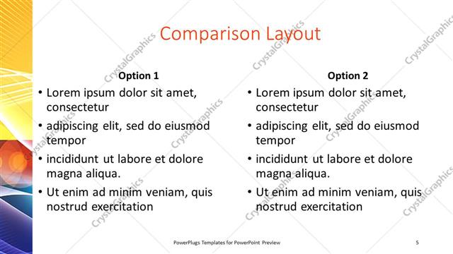 Comparison presentation slide layout