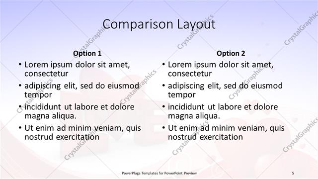Comparison presentation slide layout