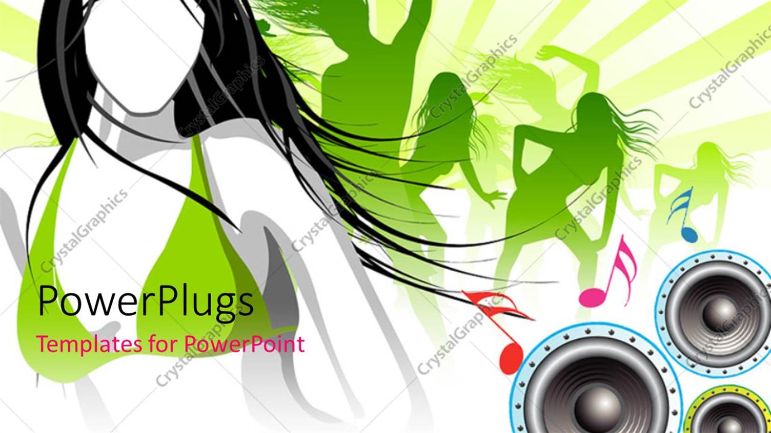 Featuring Abstract View of some Ladies Dancing Over a Music Theme