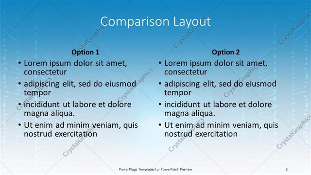 Comparison presentation slide layout