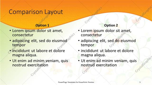 Comparison presentation slide layout