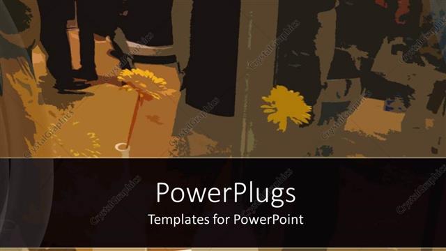  Presentation with business abstract - An abstract view of lots of people and two sun flowers