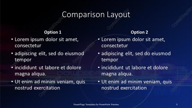 Comparison presentation slide layout