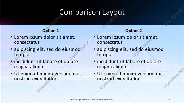 Comparison presentation slide layout
