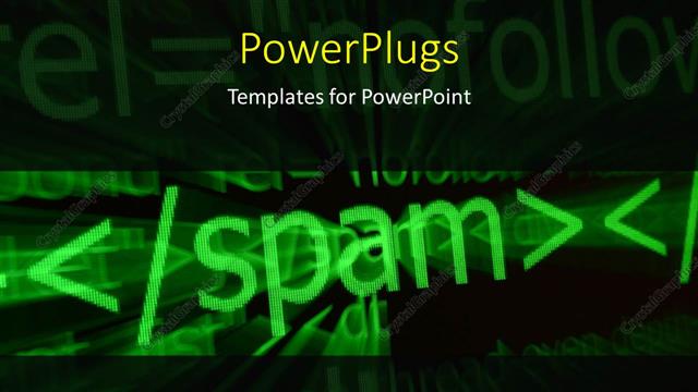  Presentation with spam - Abstract view of a text which spells out the word 