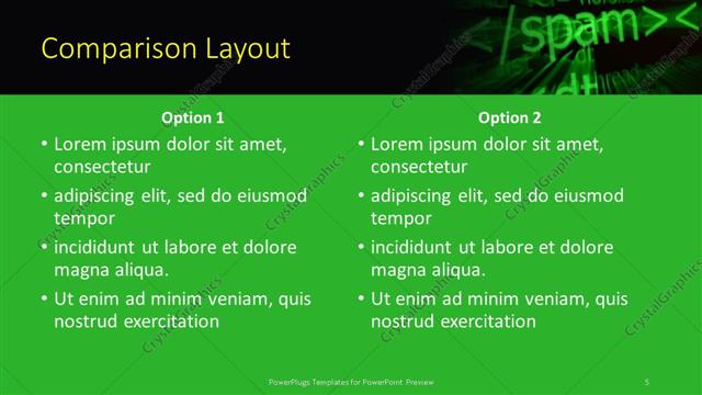 Comparison presentation slide layout