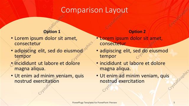 Comparison presentation slide layout