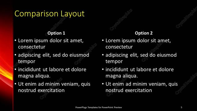 Comparison presentation slide layout