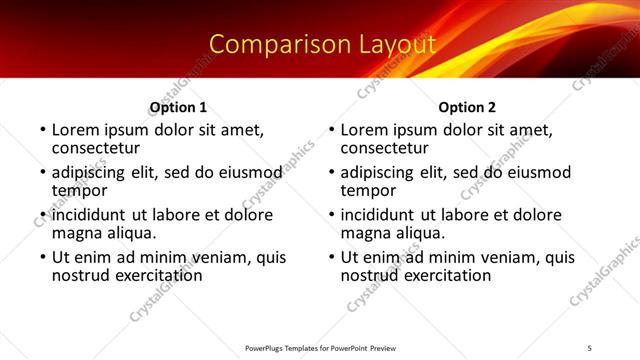 Comparison presentation slide layout