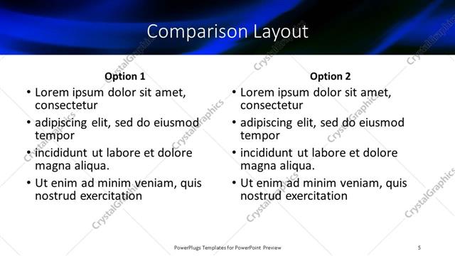 Comparison presentation slide layout