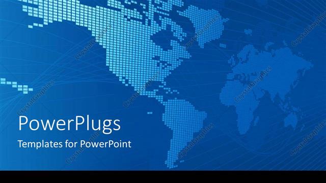  Presentation with abstract blue map - Abstract world map on blue background with black framing