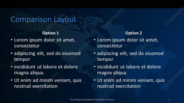 Comparison presentation slide layout