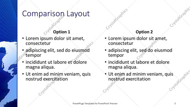 Comparison presentation slide layout