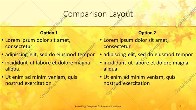 Comparison presentation slide layout