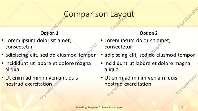 Comparison presentation slide layout