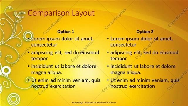 Comparison presentation slide layout