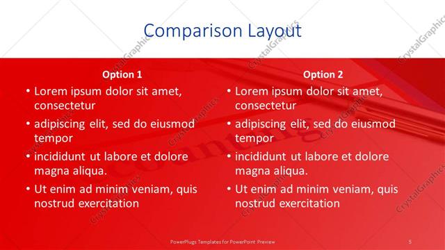 Comparison presentation slide layout