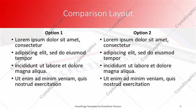 Comparison presentation slide layout