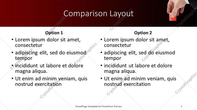 Comparison presentation slide layout