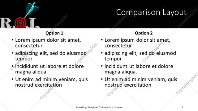 Comparison presentation slide layout