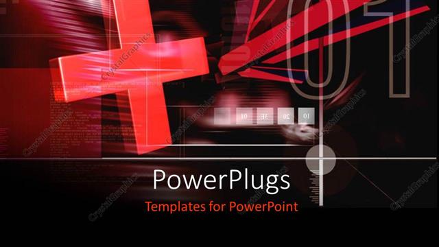  Presentation with cross - The addition sign with reddish background and place for text