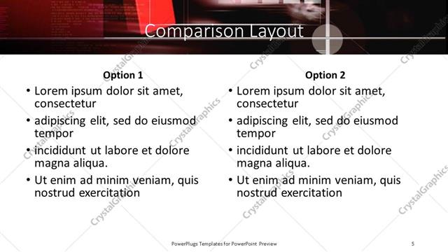 Comparison presentation slide layout