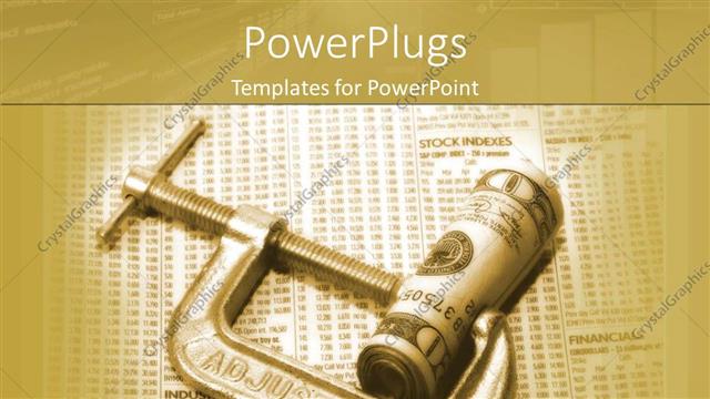  Presentation with finance - Adjustable metal wrench with rolled up dollar bill in it