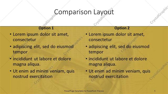Comparison presentation slide layout