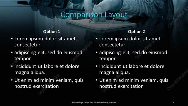 Comparison presentation slide layout