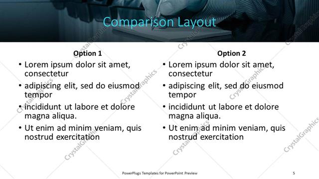 Comparison presentation slide layout