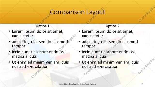 Comparison presentation slide layout
