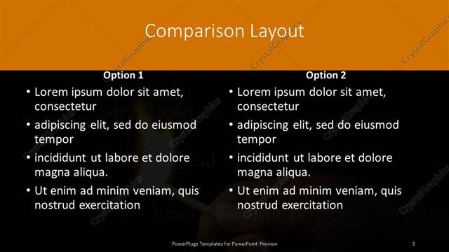 Comparison presentation slide layout