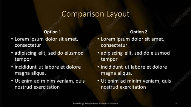 Comparison presentation slide layout