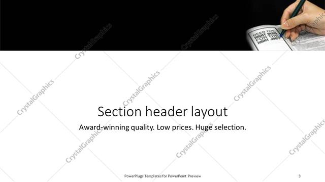 Section Header presentation slide layout