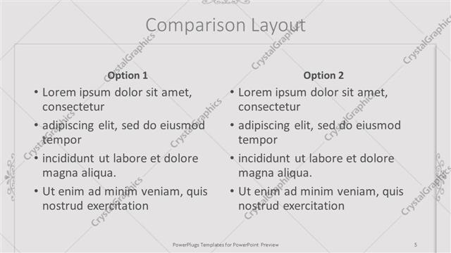 Comparison presentation slide layout