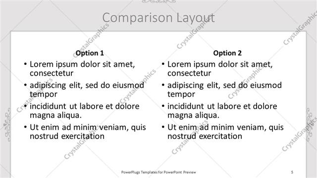 Comparison presentation slide layout