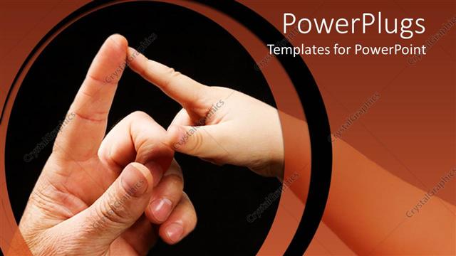  Presentation with black child - Adult finger and a child's finger touching on a black background
