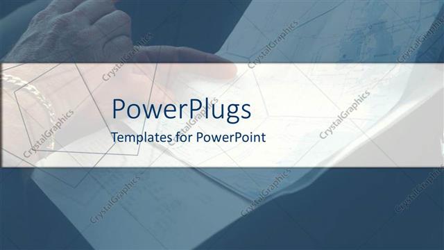  Presentation with hand holding pencil - Adult hand holding a pencil drafting a chart on a blue background