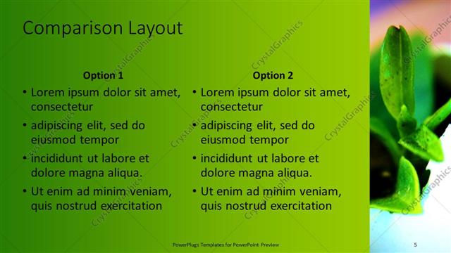 Comparison presentation slide layout