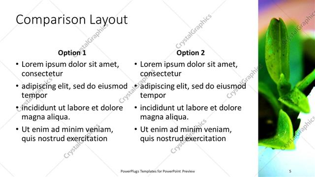 Comparison presentation slide layout