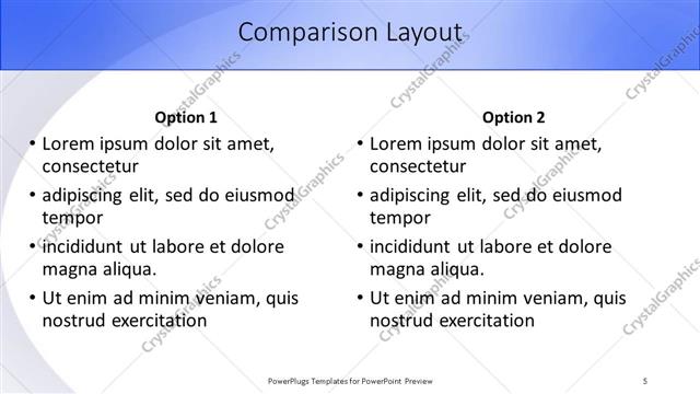 Comparison presentation slide layout