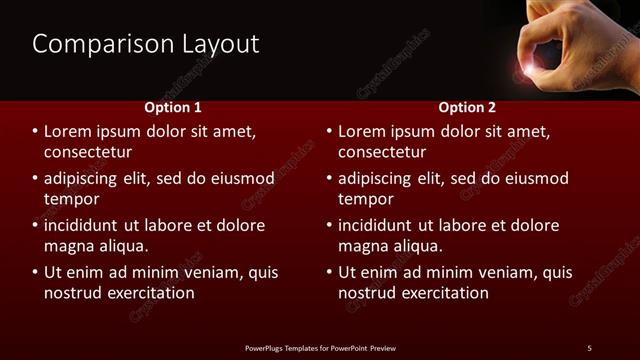 Comparison presentation slide layout