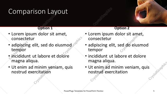 Comparison presentation slide layout