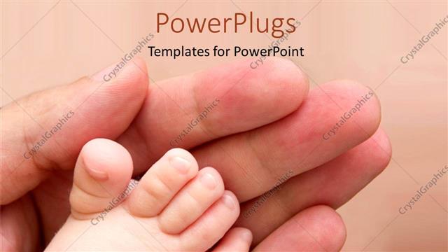  Presentation with feet - An adult hand and touching a baby's feet