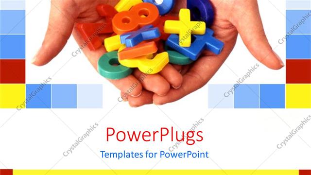  Presentation with adult education - Adult hands holding lots of colorful kids learning numbers