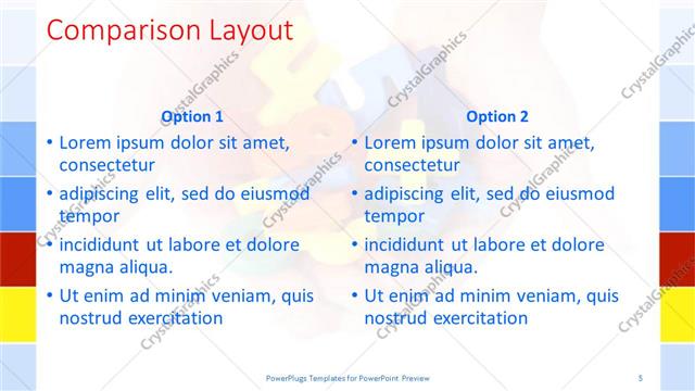 Comparison presentation slide layout