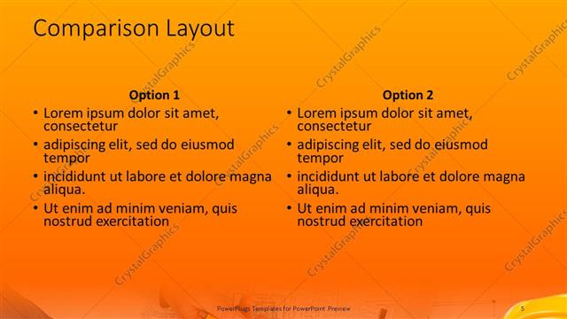 Comparison presentation slide layout