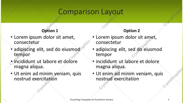 Comparison presentation slide layout