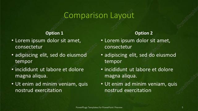 Comparison presentation slide layout